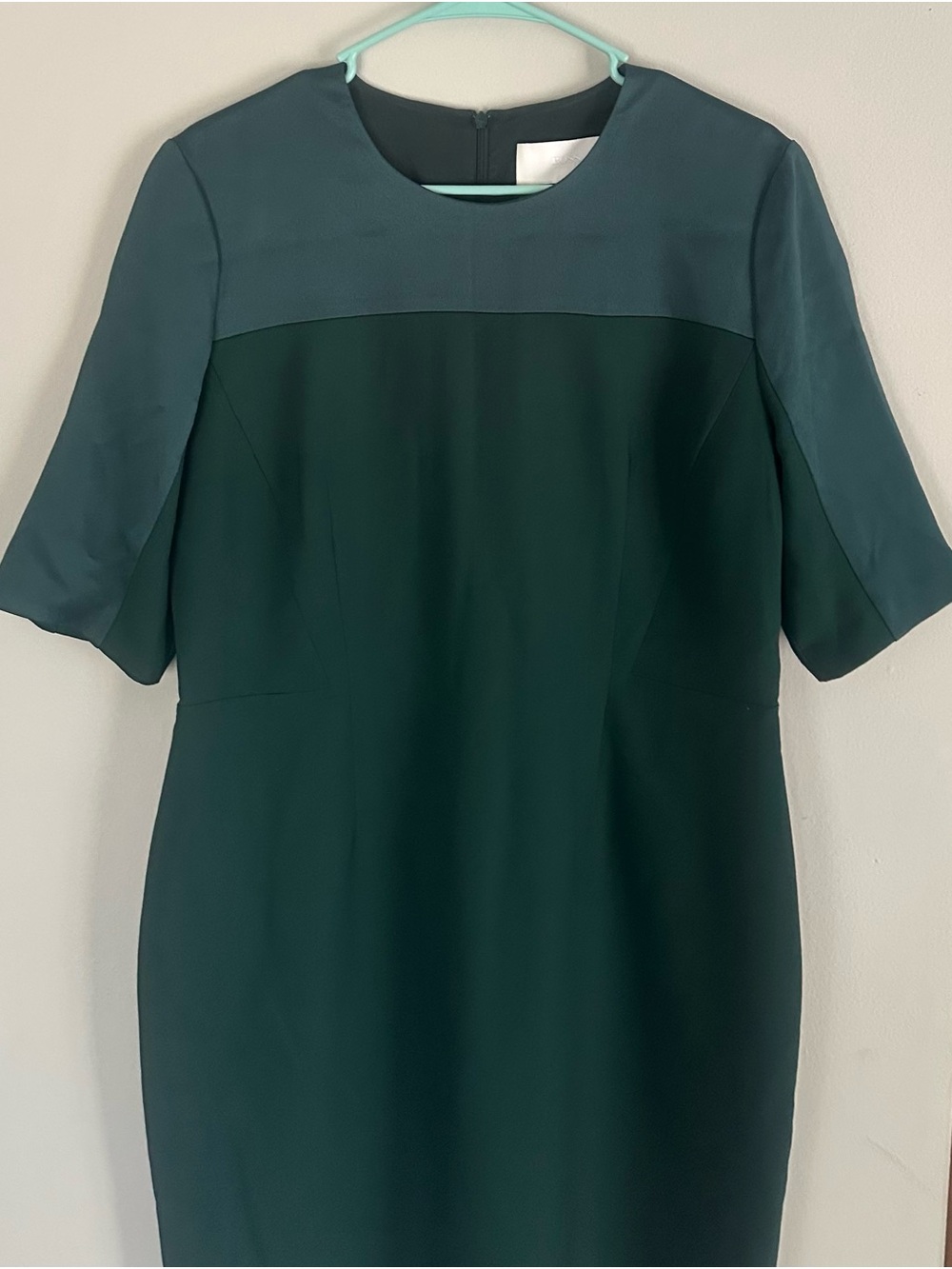 Hugo Boss Forest Green & Teal Midi Sheath Dress
